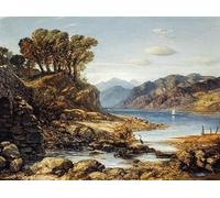 PTLYE Famous Wall Artwork Canvas Images View of Loch Lomond by William Dyce Canvas Pictures for Living Room 60x90cm