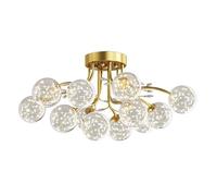 PTLYE Glass Ball Sputnik Chandelier LED Stars Ceiling Light Indoor Decoration Pendant Lighting with Crystal Pendant Spherical Chandelier for Bedroom Living Room,Gold,12 Lights