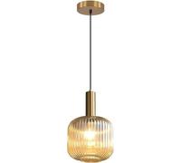 PTLYE Modern Chandelier, Ceiling Light Modern Large Amber Glass Globe Pendant Light Fixture Brushed Brass Gold Kitchen Island Pendant Lighting, Vintage Chandeliers