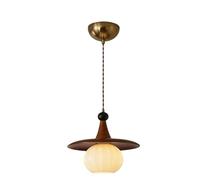 PTLYE Pendant Lamp, Retro-Style Bedside Table In The Bedroom A Suspended Chandelier, Ceiling Suspension Lamp With White Glass Shade, Lighting Fixtures