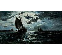 PTLYE Reproduction Painting Posters Canvas Art Poster Sailing Ship in the Moonlight by Paul Gauguin Canvas Wall Art for Home Decor 60x90cm