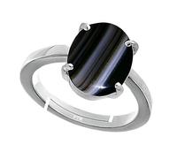 PTM Sulemani Hakik Ring for Men, 8.25 Ratti or 7.5 Carat, Astrological Certified Natural Gemstone to Hallmark, 925 Sterling Silver, Adjustable Ring for Men, NV4825, Silver