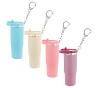 PTMTFYL 4 Pcs Mini Tumbler Keychain, Mini Cup Keychain, Stanley Cup Key Chain Charms, Decorative Stanley Cup Accessories, No Flowers, Medium