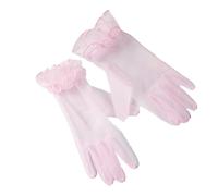 PTNKUIIY Wedding Bridal Gloves, Tulle Short Vintage Evening Gloves Opera Party Gloves Summer Sun Protection Transparent Mesh Gloves Women's Fancy Dress Costume Accessories, Pink