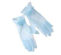 PTNKUIIY Wedding Bridal Gloves, Tulle Short Vintage Evening Gloves Opera Party Gloves Summer Sun Protection Transparent Mesh Gloves Women's Fancy Dress Costume Accessories, Blue