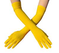 PTNKUIIY Women's Milk Silk Long Gloves, Yellow, One Size