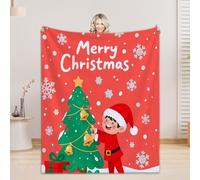 PTNQAZ Christmas Blanket Christmas Flannel Throw Lightweight Christmas Bed Throws Santa Red Pattern for Winter Kids,Adult,Bed,Car,Festive Holiday Decor (Christmas 3,30'' x 40'')