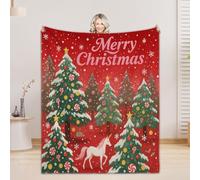 PTNQAZ Christmas Flannel Throw Blanket with Christmas Print Throw Blanket Fuzzy Warm and Cozy Throws for Holiday Parties Family Gatherings (Christmas 4,40''X 60'')