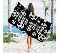 PTNQAZ Customized Beach Towel for Boys Personalized Sport Pool Towel Soccer Bath Towel Microfiber Quick Dry Custom Travel Beach Towel for Teens Personalized Gift for Girl Boy Team Classmates (Soccer)