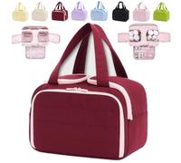 Ptop Toiletry Bag, Travelfree Toiletry Bag, 4-in-1 Multi-functional Wide-Open Travel Cosmetic Bag, Waterproof Dry-Wet Separation, Wine, 4-in-1