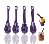 PTORIZNY 4PCS Tiny Spoons for Spices, Ceramic Salt Spoon 3.5 inch for Spice Jars, Espresso Spoons, Mini Seasoning Spoon for Coffee, Sugar, Powder and Pepper (Purple)