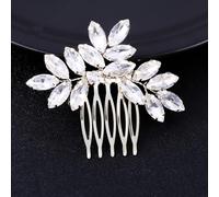 PTORIZNY Rhinestone Crystal Hair Combs - Silver Bridal Hairpiece and Hair Accessories for Women