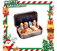 PTOSYAPE Mini Christmas Nativity Set in a Tin Box, Handcrafted Pocket Size Nativity Scene Gift Tin, 3D Resin Nativity Sets & Figures, Christmas Decoration Indoor for Home Gifts Decor (1set)