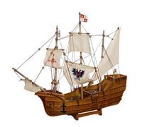 PTPTPTPT Model Solid Wooden Sailboat Model Mediterranean Style Collection Living Room Decor (Santa Maria)