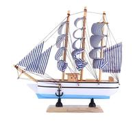 PTPTPTPT Model Wooden Sailboat Vintage Sailboat Model Nautical Home Decor (SKY BLUE)