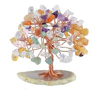 Ptrecniok Crystal tree， Healing Crystals Tree with Rose Quartz Cluster Base,Tumble Stone of Life, Money(A)
