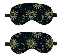 Ptrin 2 Pack Drowsy Sleep Mask,Sleep mask with Adjustable Strap,Comfortable and Super Soft Eye mask Ultimate Sleeping aid,Blindfold for Night,Travel,Nap,Meditation(Sun and Moon-Satin)