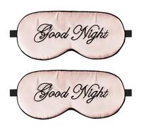 Ptrin 2-Pack Sleeping Eye Mask,Blackout Eye Mask, Sleepy Sleeping with Adjustable Straps, Perfect for Naps and Travel, Effectively Blocks Light and Reduces Puffy （Black Embroidery-Satin）