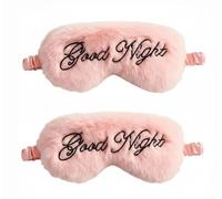 Ptrin 2 Pcs Plush Sleep Masks,Blackout Eye Mask,Fluffy Sleep Eye Mask with Elastic Band Fits for Perfect for Sleepover Party Supplies and Kids, Novelty Gifts for Women,(Embroidery-Suede)