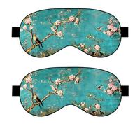 Ptrin 2Pack Drowsy Sleep mask,Light Blocking Sleep mask- with Adjustable Strap for Travel Yoga Nap Shift Work(Mountain Forest View-Blue-Green Satin)