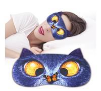 Ptrin 3D Fun Cat Face Sleeping Mask,1 Pack Sleeping Eye Mask,100% Light Blocking,Comfortable Sleeping Eye Mask,Reduces Eye Puffiness,Adjustable Straps,Easy to Fall Asleep,Unisex Gift(Butterfly Cat)