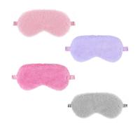 Ptrin 4 Pcs Plush Sleep Masks,Blindfold,Sleep Mask Blackout with Elastic Band Fits for Women Girls Perfect for Sleepover Party Supplies,Gift,Naps and Blocking Light(Pink, Purple, Grayish White)
