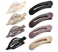 Ptrin Flat Hair Clips,Neutral Color Flat Claw Clips 2 Styles Hair Claws Clips Strong Hold for Women Girls,for Thin Thick Hair,Curved Clips for Lying Down,Driving,8pcs(B-3)