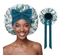 Ptrin Satin Bonnet, Double-Sided Silk Bonnets for Sleeping, Night Hairs Sleep Cap with Elastic Band,Head Cover Hat for Women Girls Long, Straight, Curly Hair for Women,Gray Green