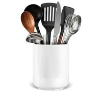 Ptrin Utensil Holder, H18.6xD15cm Ceramic Kitchen Utensils Holder, Large Cooking Utensil Pots for Kitchen Counter, Morden Utensil Organizer for Spatula(White