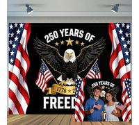 Ptrxobj 4th of July Independence Day Backdrop Bald Eagle and American Flag 250 Years Anniversary Patriotic Photography Background 250th Birthday Party Wall Decor Photo Booth Props 7X5FT