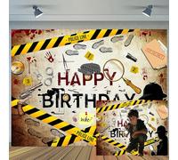 Ptrxobj Happy Birthday Detective Backdrop Crime Scene Suspect Investigation Murder Fingerprint Clues Photography Background Who's Secret Spy Themed Birthday Party Photo Studio Props 7X5FT
