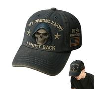 PTSD Awareness Cap, Vintage Cotton Twill Fabric | Adjustable I Fight Back Every Day Slogan 120g, Embroidered Mental Health Support Baseball Hat For Casual Wear And Outdoor Use