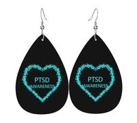 Ptsd Awareness Month Leather Earrings Dangle Fashion Teardrop Earrings Accessories Gifts