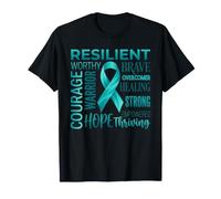 PTSD Awareness Survivor Teal Ribbon Positive Affirmations T-Shirt
