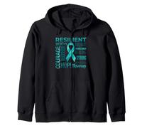 PTSD Awareness Survivor Teal Ribbon Positive Affirmations Zip Hoodie