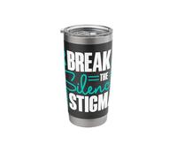 PTSD Post Traumatic Teal Ribbon Veterans Break The Silence Stainless Steel Insulated Tumbler