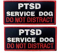 PTSD Service Dog DO NOT Distract Tactical Military Morale Badge Emblem Embroidered Fastener Hook & Loop Patches Appliques for Harnesses Vests 3.93" x 1.97" Sized (2PCS)