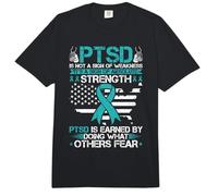 PTSD Warrior Strength Post Traumatic Veterans Teal US Flag Comfort Colors Adult Heavyweight T-Shirt