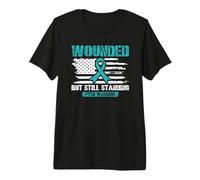 PTSD Warrior Wounded Post Traumatic Veterans Teal Ribbon Premium T-Shirt
