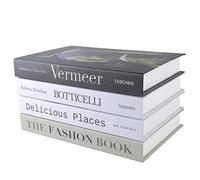 PTShadow 4 Pcs Decorative Books for home décor,black and whiteshelf decor accents library décor for Home Sweet Stacked Books