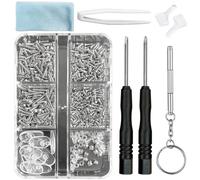PTSLKHN Eyeglass Repair Kit with Screws, 15 Types Screws for Eyeglasses - Frame Screws, Hinge Screws, Nose Pads Screws - Essential Eye Glasses Repairing Kit Tool