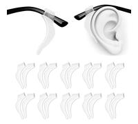 PTSLKHN Soft Silicone Eyeglass Ear Hooks, 10 Pairs of Non-Slip Eyeglasses Ear Grips for Glasses, Sunglasses, Reading Glasses, Clear, 42*11mm