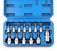 PTSTEL 13Pcs Torx Bit Socket Set T8-T70 CRV Star Sockets 1/4-inch, 3/8-inch & 1/2-inch Drive for Hand Use Work On Cars, Trucks, Appliances, Lawn Equipment, Machinery, and Other Jobs with Storage Case