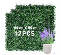 Ptsuker 12 PCS Artificial Leaves Hedge Panels Hedge Wall Panels Artificial Grass Backdrop Wall 50 X 50cm Green Grass Wall for Decor Privacy Fence Indoor Outdoor Garden