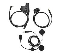 PTT Adapter Mic Set for Two Way Radio, Push to Talk Headphone Adapter with Dual Speakers, Impact ABS - Clear Communication, Easy Operation, Ideal for Motorcycles and