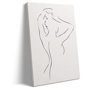 Pttkktbm Abstract Line Woman Wall Art Canvas Bathroom Decor Silhouette Poster Female Black and White Artwork One Drawing Prints for Bedroom (16x24inch Framed)