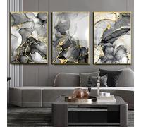 Black Gold Grey Abstract Wall Art Gold Foil Abstract Art Modern Abstract Picture Grey Gold Marble Wall Art Black Grey Gold Pictures Modern Marble Wall Art Black Gold Abstract Poster 16x24inx3 No Frame