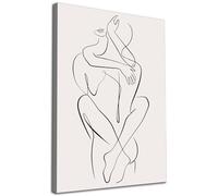 Pttkktbm Minimalist Line Wall Art Couple Hugging Line Art Minimalist Abstract Print Black White Abstract Line Art Abstract Line Couple Wall Art Modern Female Body Art for Bedroom 16x24inch Framed