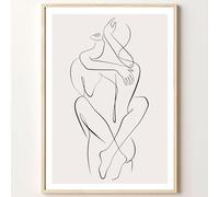 Minimalist Line Wall Art Line Art Couple Hugging Line Art Minimalist Abstract Print Black White Abstract Line Art Abstract Line Couple Wall Art Modern Female Body Art for Bedroom 16x24in No Frame