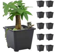 ptumcial Garden Pots 10Pcs Square Nursery Pots, Lightweight Plastic Garden, Thicken Square for Plants, Flower Plant Containers Gardening for Indoor Outdoor